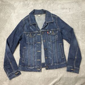 Levis Denim Trucker Jacket Womens S Blue Button Front Stretch Jean Jacket